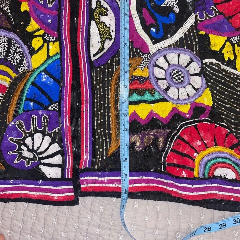 Judith Ann Creations Vintage Womens Beaded Cropped Jacket Size Large Multicolor - Picture 15 of 16